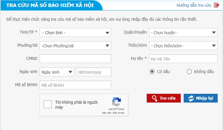 tra cứu mã số bảo hiểm xã hội