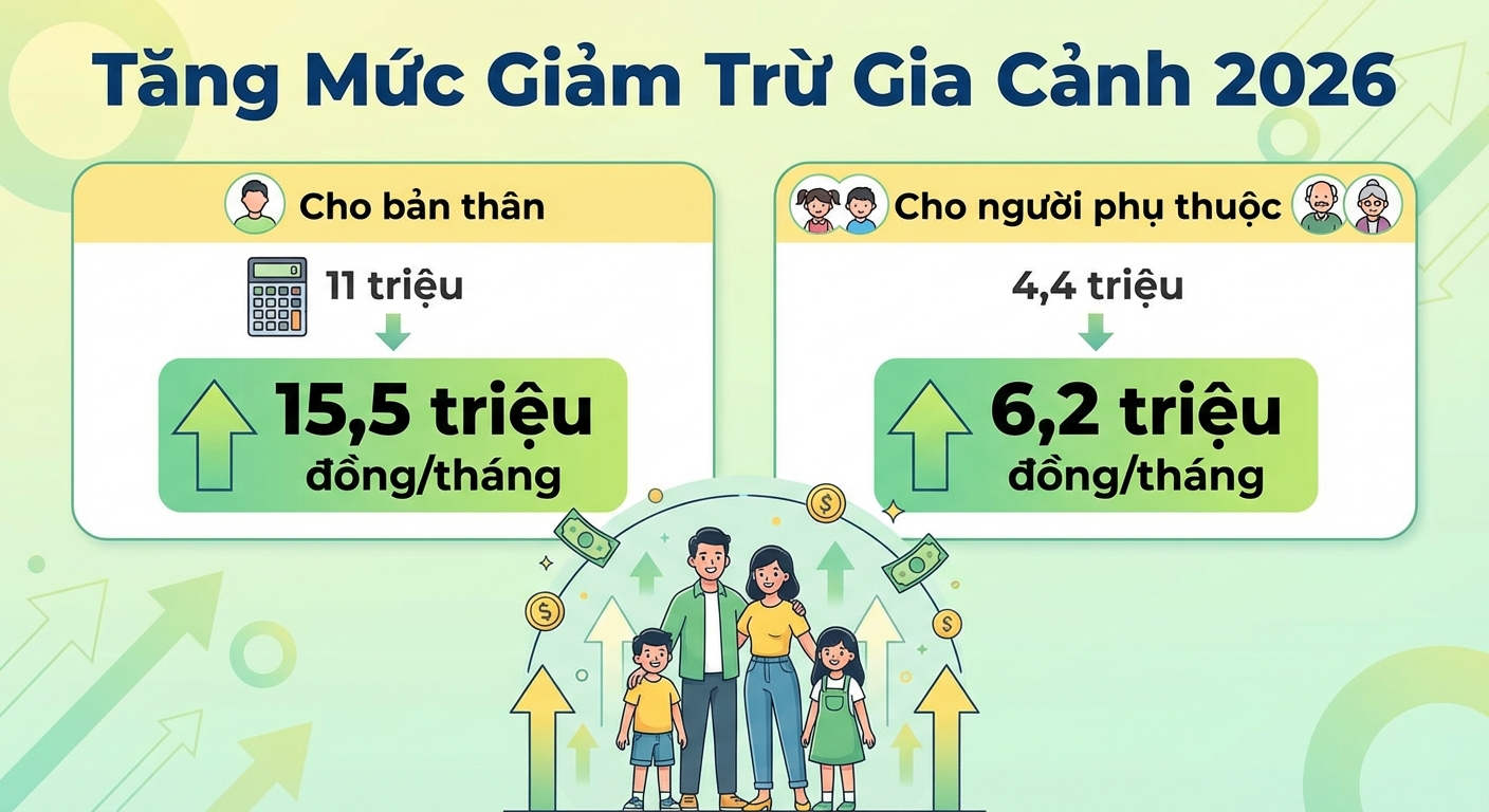 Tăng mức giảm trừ gia cảnh theo luật thuế TNCN sửa đổi