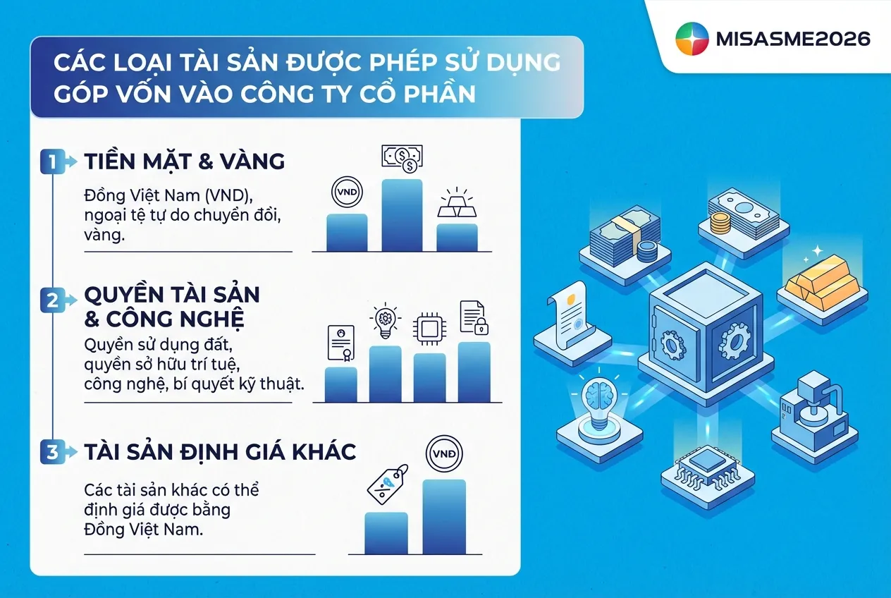 các loại tài sản được góp vốn vào công ty cổ phần