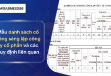 Mẫu Danh sách cổ đông sáng lập công ty cổ phần mới nhất 2026 & Cách lập
