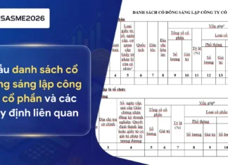Mẫu Danh sách cổ đông sáng lập công ty cổ phần mới nhất 2026 & Cách lập