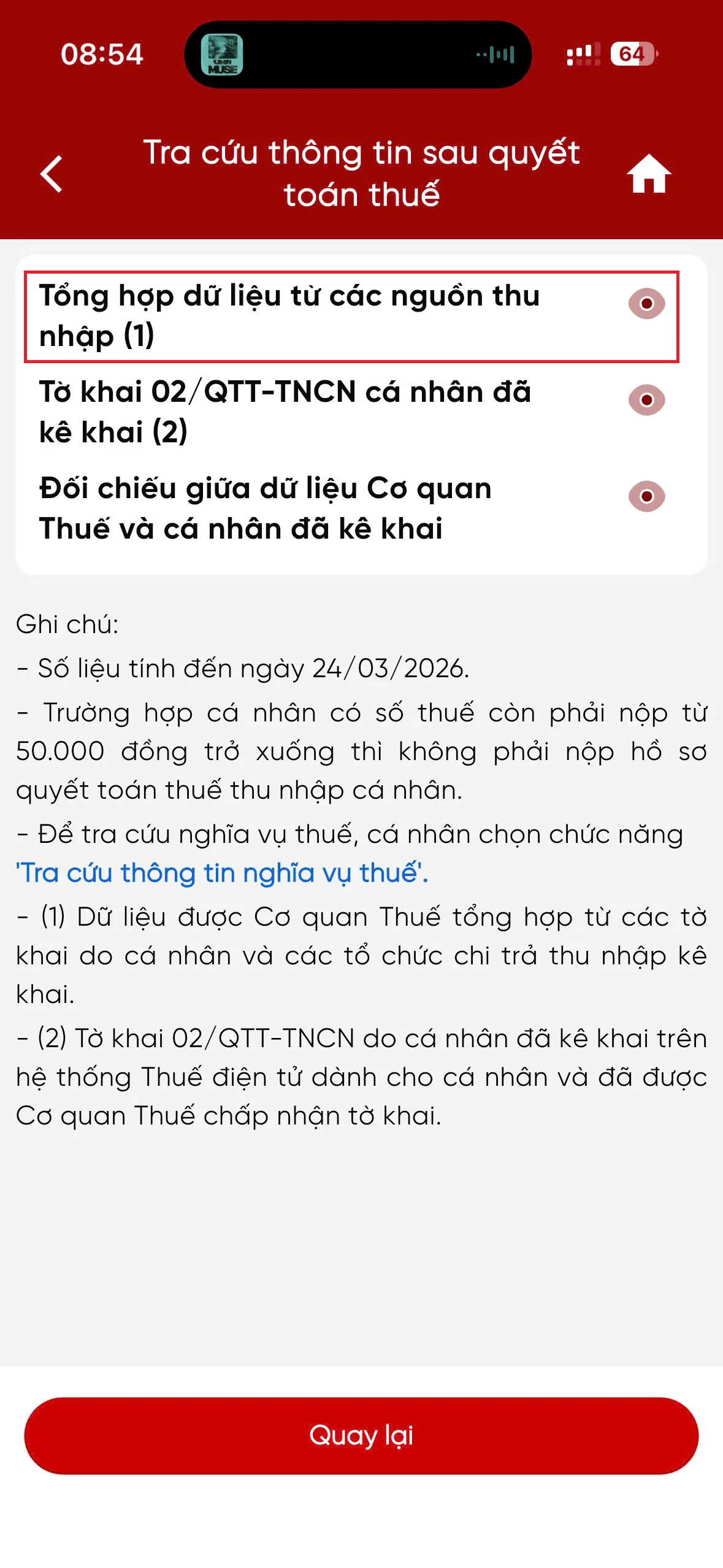 tra cứu hoàn thuế thu nhập cá nhân etax mobile